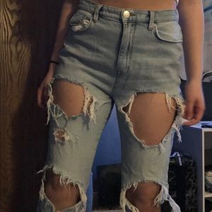 Urban outfitters distressed high rise mom jeans